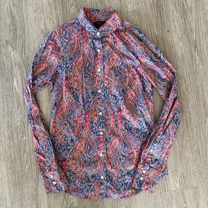 J. Crew liberty of London art fabrics paisley button down sz 0